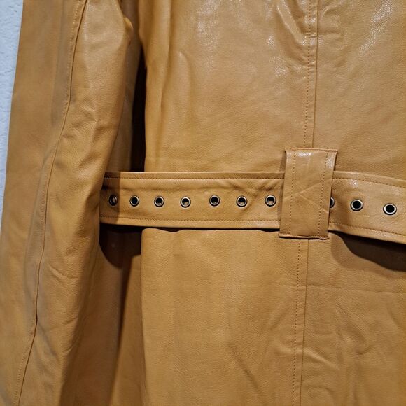 Honor The Gift Vegan Leather Belted Trench Coat Jacket Mustard Yellow sz XL NWT - Picture 11 of 15